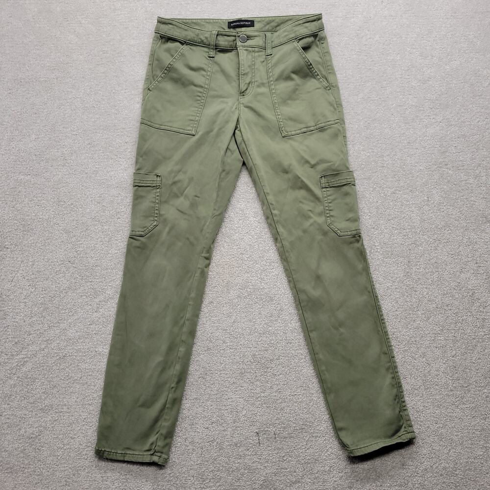 Banana Republic Women’s 2 Sloan Chino Flight Jacket Utility Cargo Pants Green